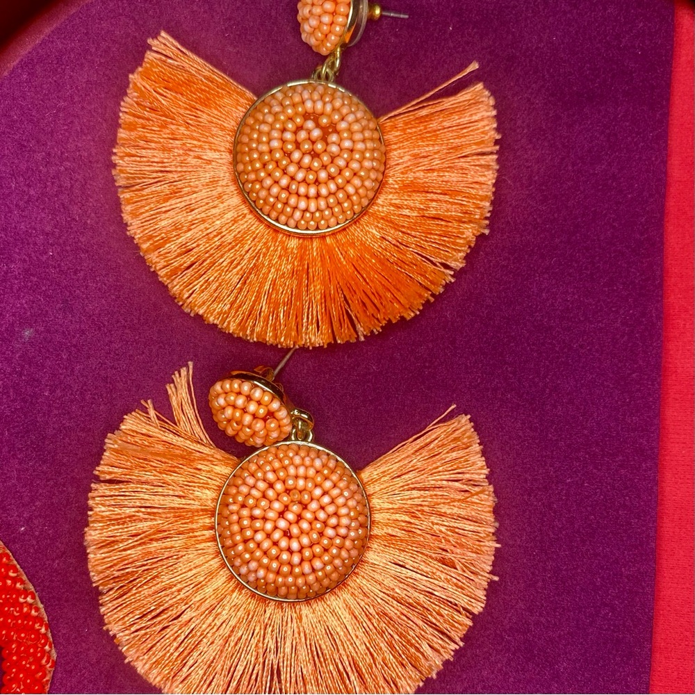 Anthropologie Neon and Tassel Beaded Earrings